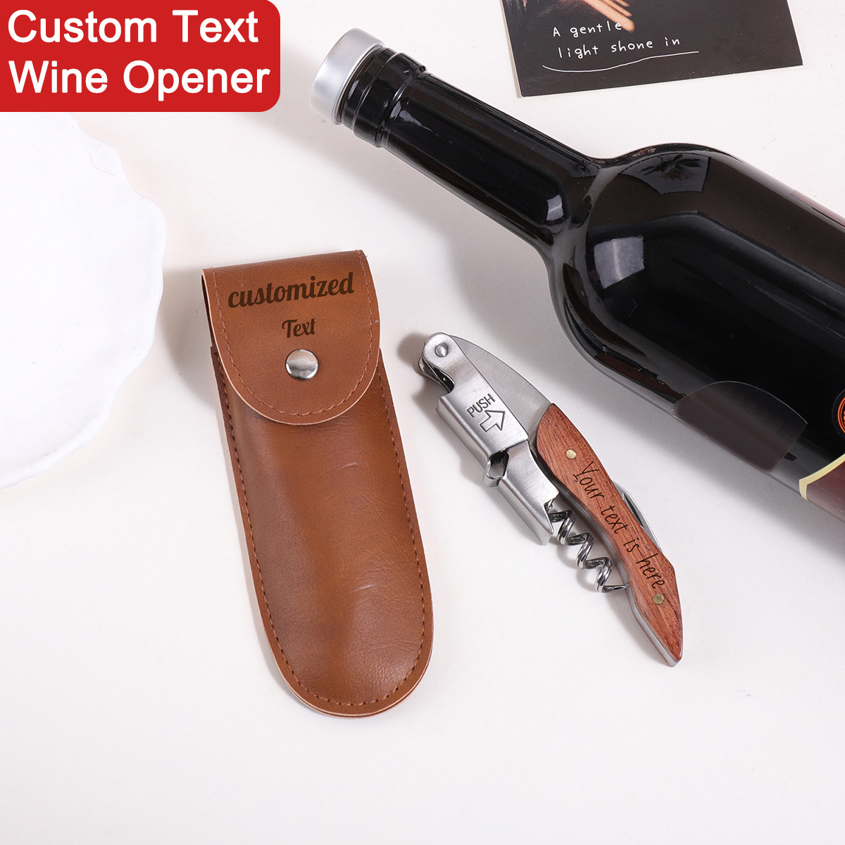 Wine In Beer Name - Wooden Handle Custom Text Wine Opener