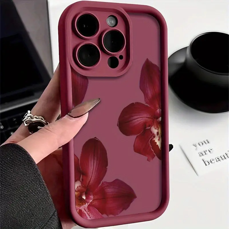 Wine & Beer Packages - Wine Red Orchid Flower Pattern Phone