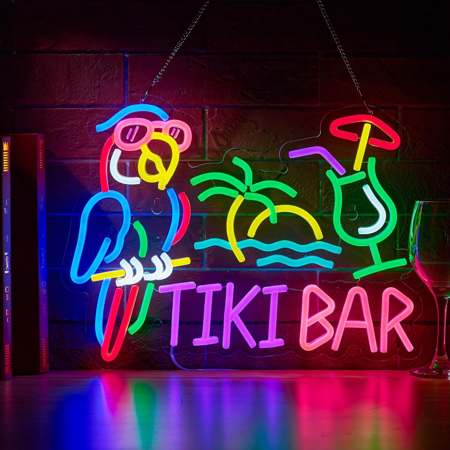 Tiki Bar Parrot Palm Tree Neon - огляд і ціна Beer & Wine Grab