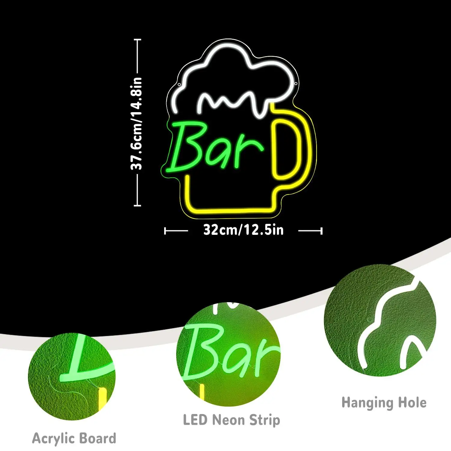 Beer Bar Neon Sign USB Dimmabl - огляд і ціна Beer & Wine Grab